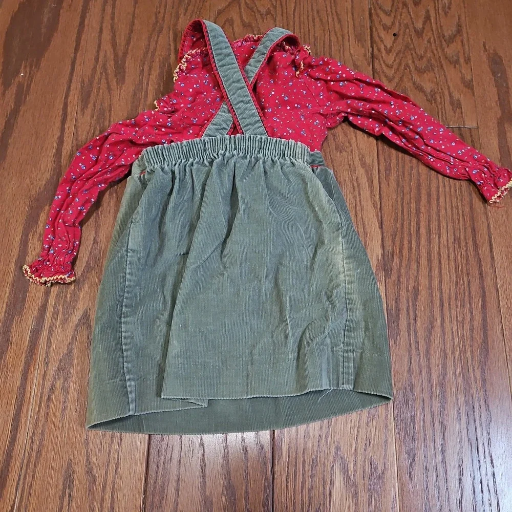 Vintage Carter's Girls Dress Size 4 Made In USA Floral Green Red